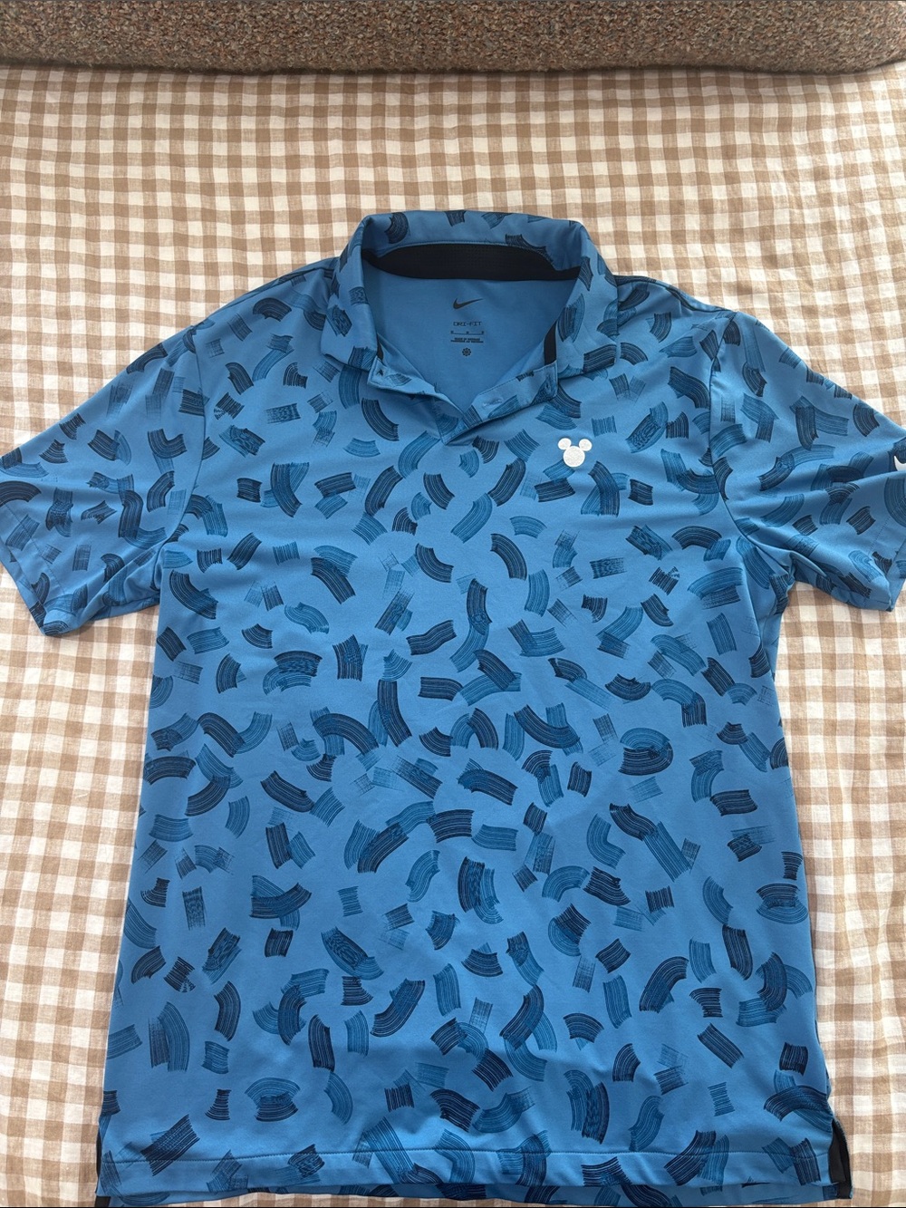 Nike Men’s Blue Printed Polo with Mickey Accent